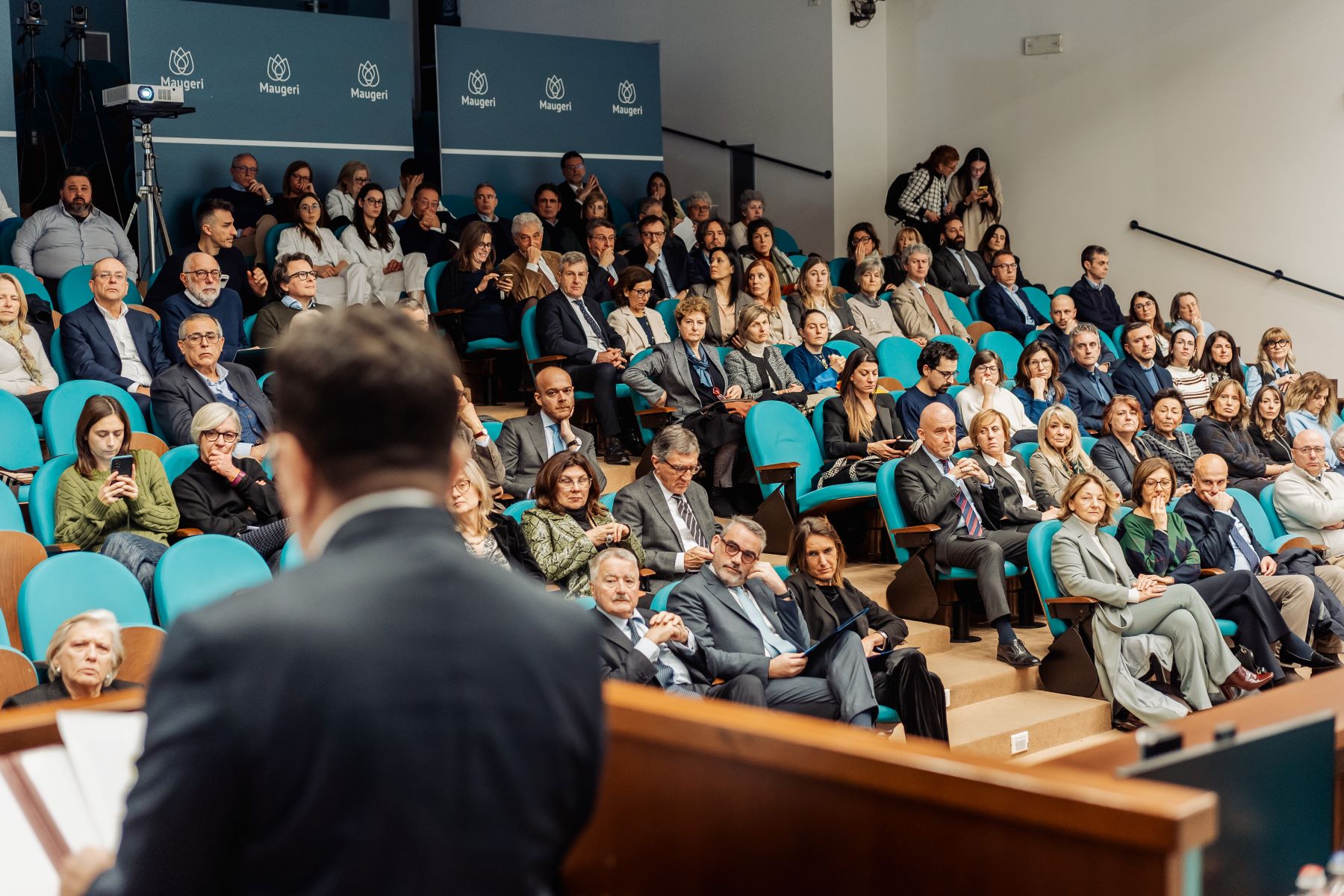 L'auditorium Maugeri durante la presentazione del Master