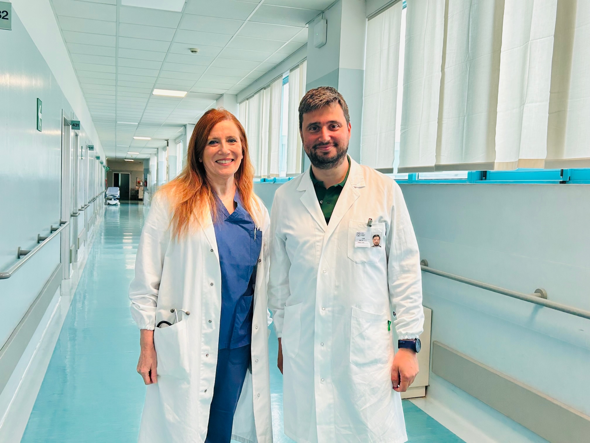 I dottori Rubina Ruggiero e Benedetto Calì nel reparto di Chirurgia dell'IRCCS Pavia